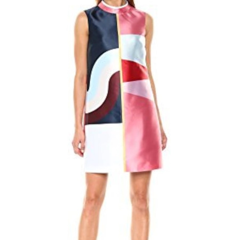 Ted Baker Pink and Red Asymmetrical Cut Out Mini Dress